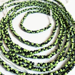 Serpent Green and Black Waist Bead 45”